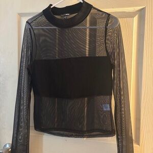 Fashion Nova Black Sheer Mesh Top